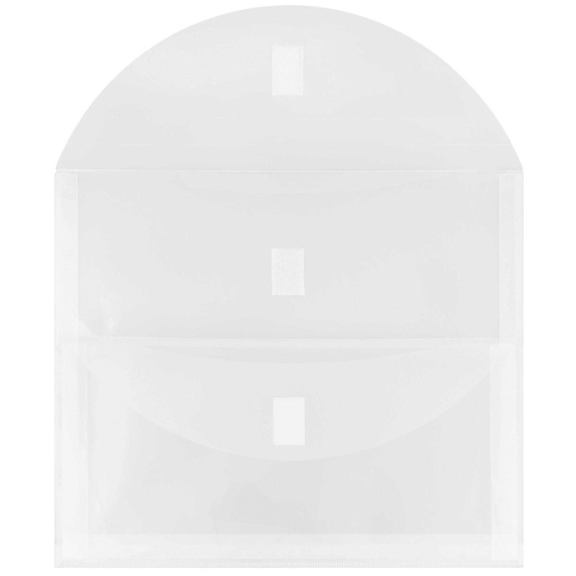 JAM Paper 9.5" x 11.5" Clear 2-Pocket Plastic Hook & Loop Closure Envelopes, 12ct.